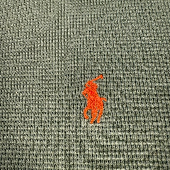 Polo Ralph Lauren thermal warm Mens 2XL Green Waffle Knit Long Sleeve Top - Picture 7 of 11
